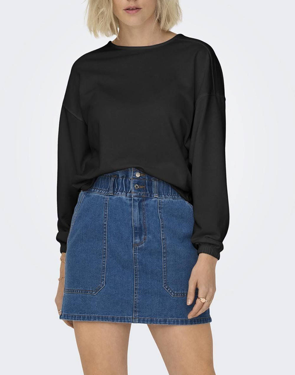 Only Onlsitta L/S 2 Way Twist O Neck Ub Swt Women Clothes Tops Sweatshirts Black Cotton,Synthetic 15315664 Black Female Sweatshirts Black