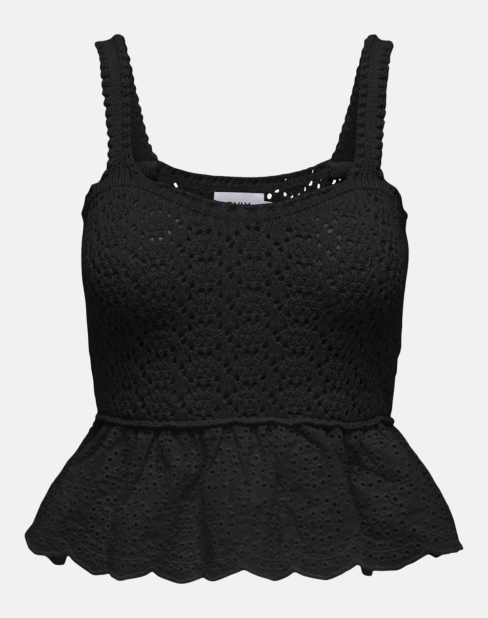 Only Onlchrissia Life Sl Mix Top Knt Women Clothes Tops Tops/Bodies Black Cotton,Synthetic 15318141 Black Female Tops/Bodies Black