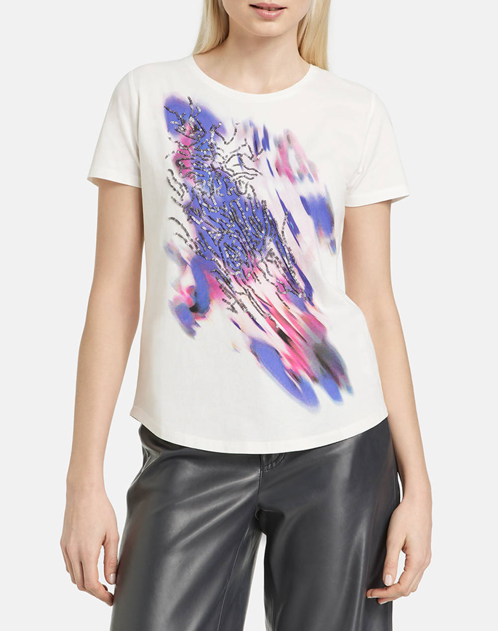 Taifun T Shirt 1/2 Sleeve Women Clothes Tops T Shirts Offwhite Cotton,Elastic 571394 16148 09702 Female T-Shirts