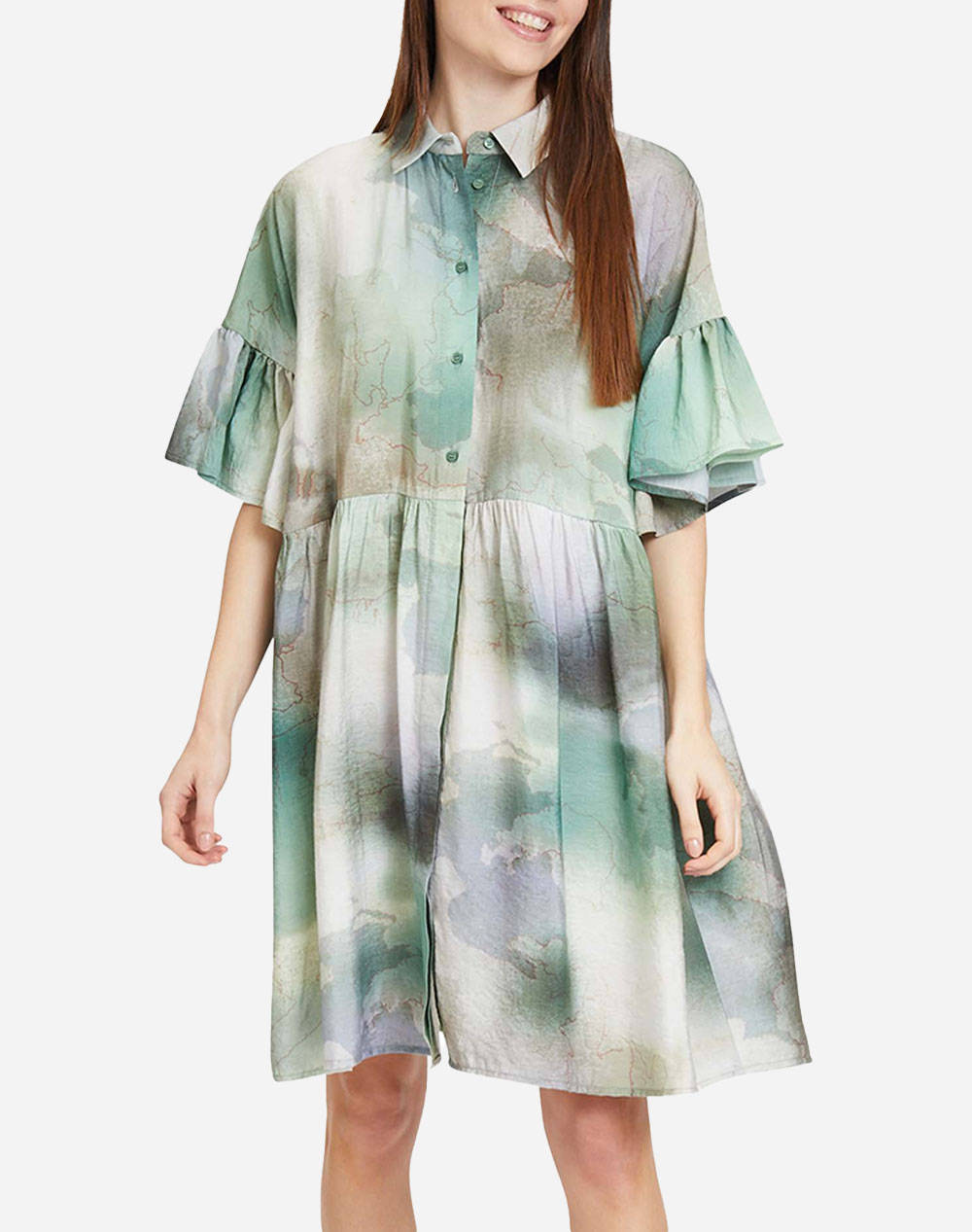 Tamaris Clamecy Gathered Shirt Dress Aop&Solid Γυναικα Ρουχα Φορεματα Mixed Υφασμα Taw0562 63112 - Koolfly