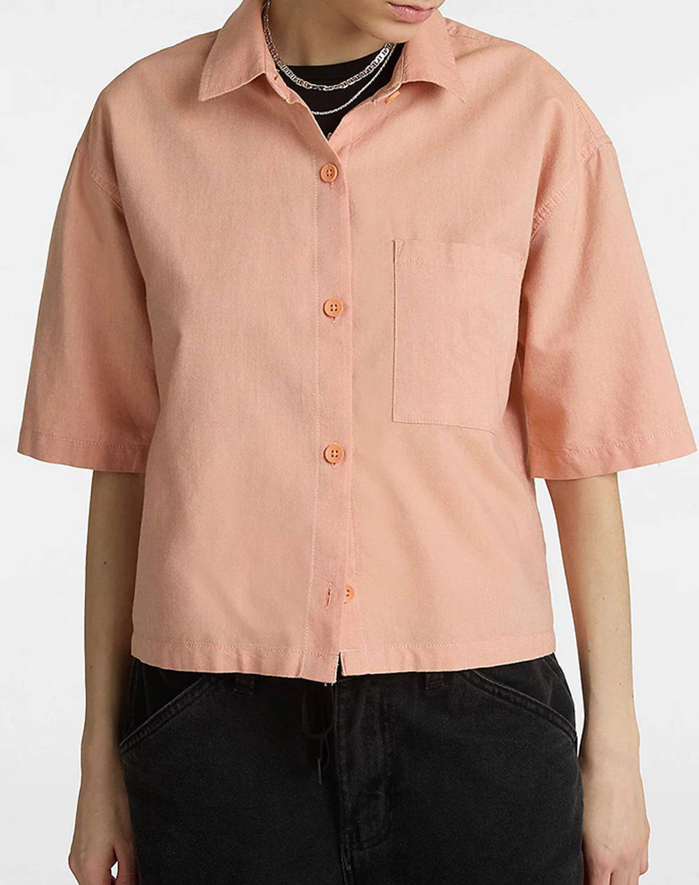Vans Mcmillan Ss Top Γυναικα Ρουχα Πουκαμισα Coral Βαμβακι Vn000F74Cr51 Vncr5