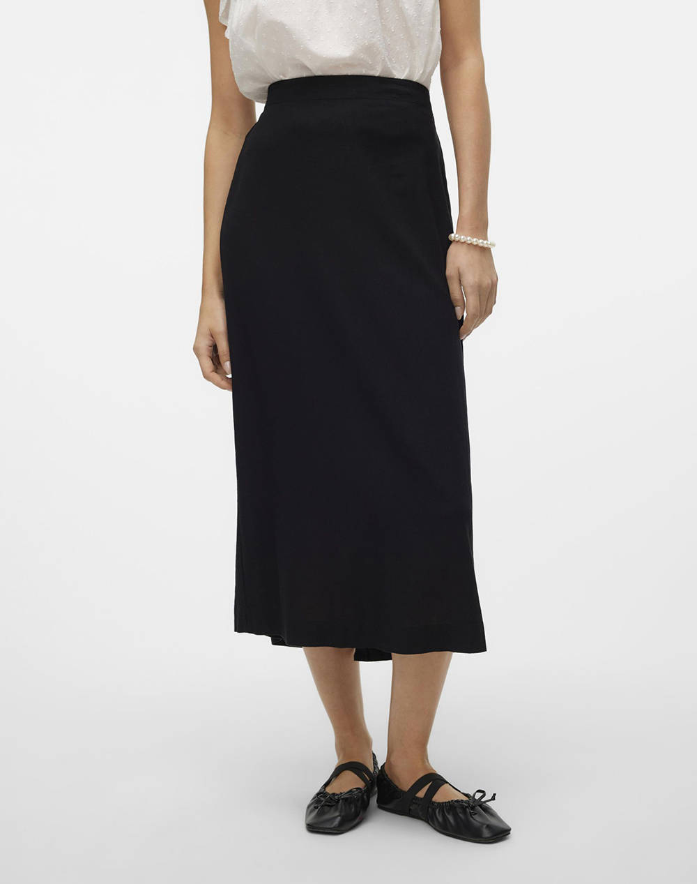 Vero Moda Vmmymilo Hw 7/8 Skirt Wvn Ga Women Clothes Skirts Black Viscose,Linen 10303726 Black Female Skirts Black