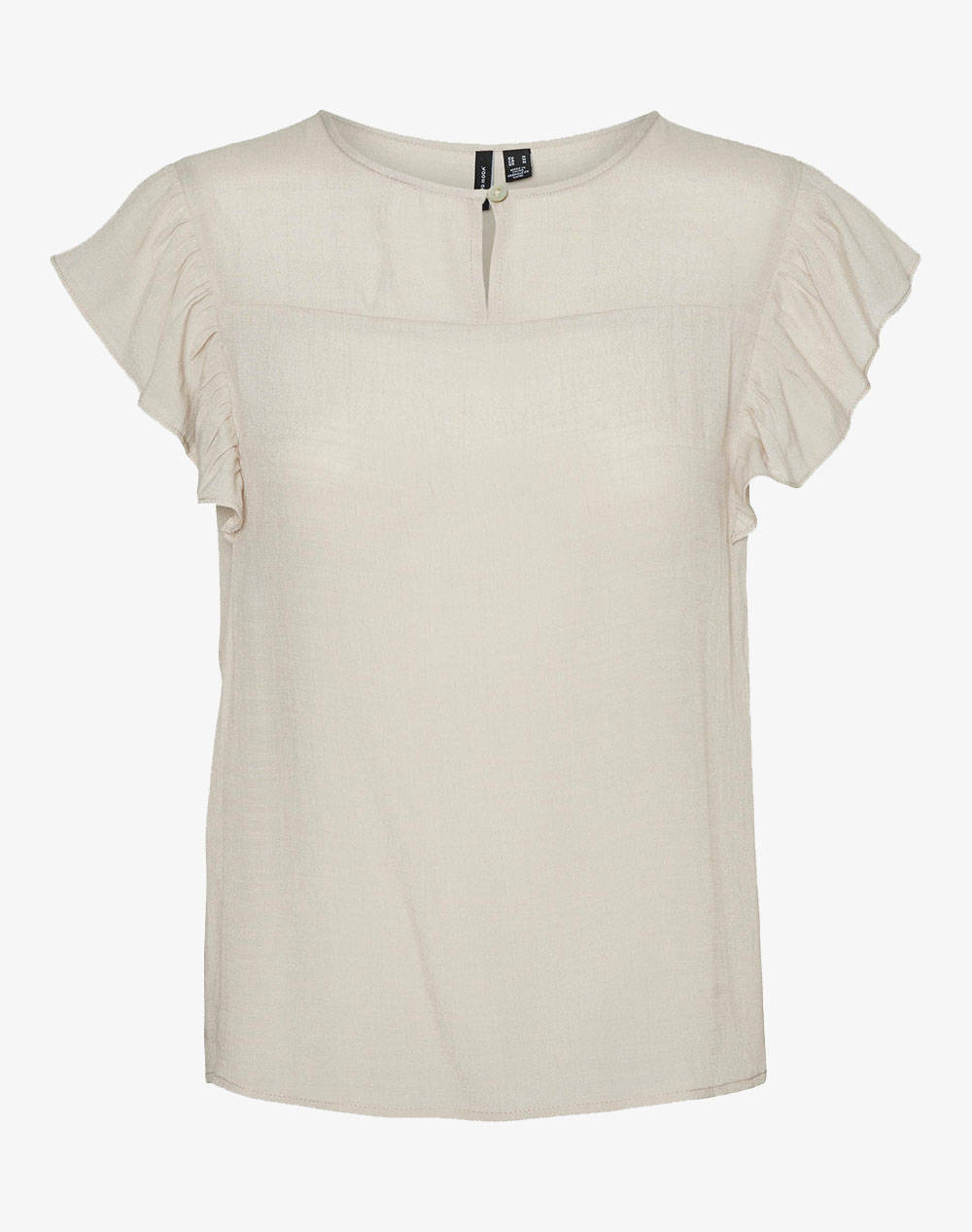 Vero Moda Vmkatja Sl Frill Top Wvn Women Clothes Tops Tops/Bodies Ecru Elastic,Synthetic 10306661 Silver Lining Female Tops/Bodies
