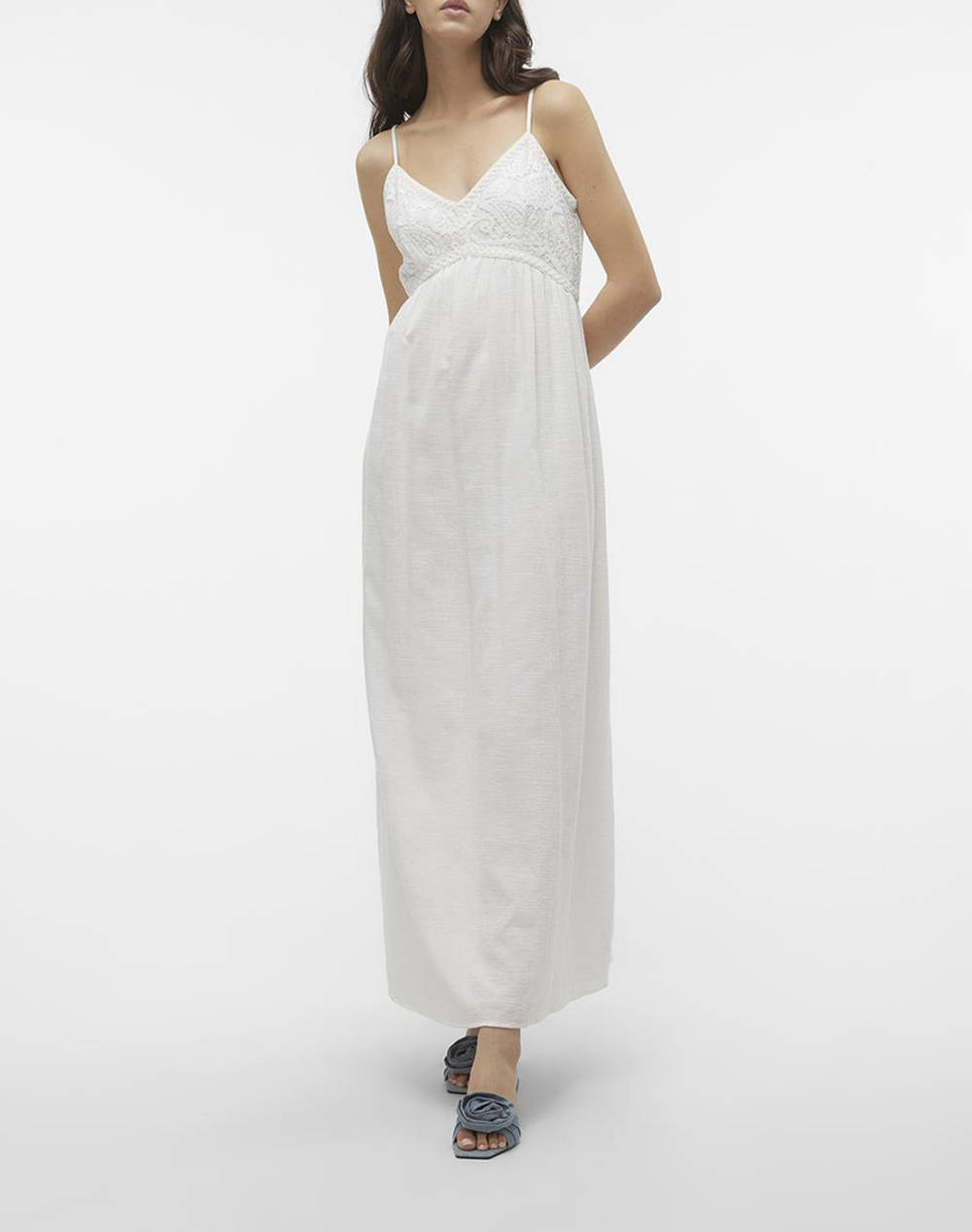 Vero Moda Vmkiva Singlet Long Dress Wvn Btq Women Clothes Dresses White Cotton 10308590 Snow White Female Dresses