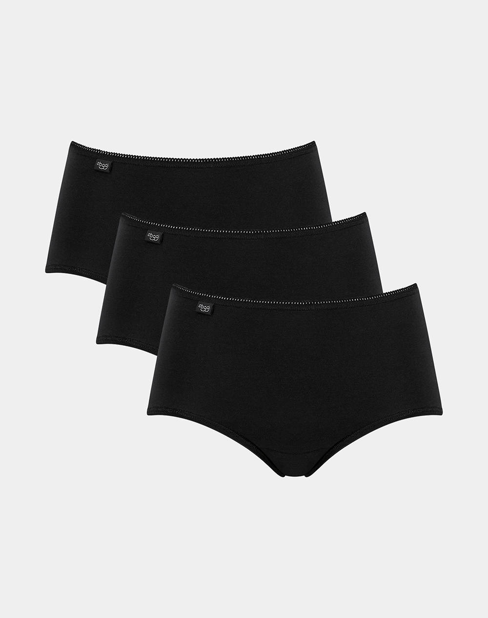 Sloggi Sloggi 24/7 Cotton Midi C3P Women Underwear Briefs Briefs Black Cotton,Lycra 10167191 0004 Female Briefs Black