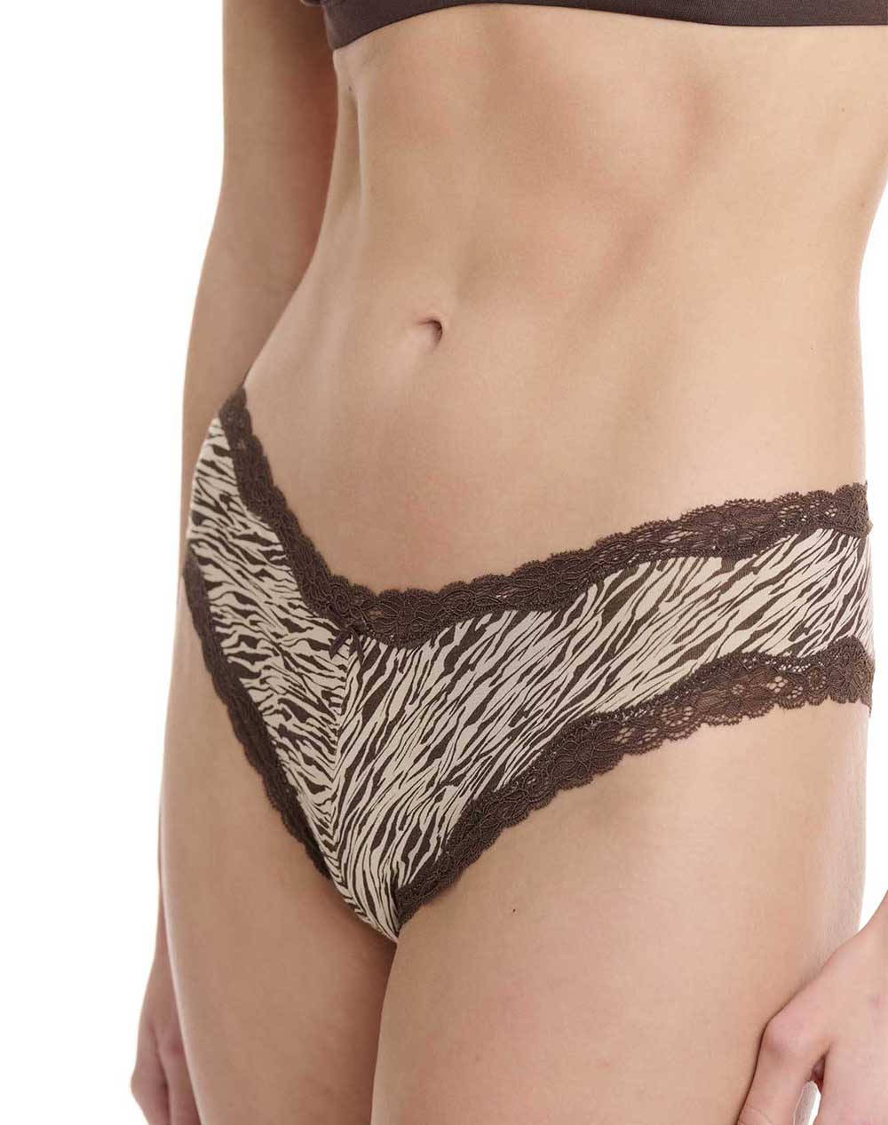 Walk Women''S Brazilian Lace/Bamboo With Safari Pattern 2Pcs Women Underwear Briefs Briefs Multi Elastic,Synthetic W2014 67 Multi Female Briefs