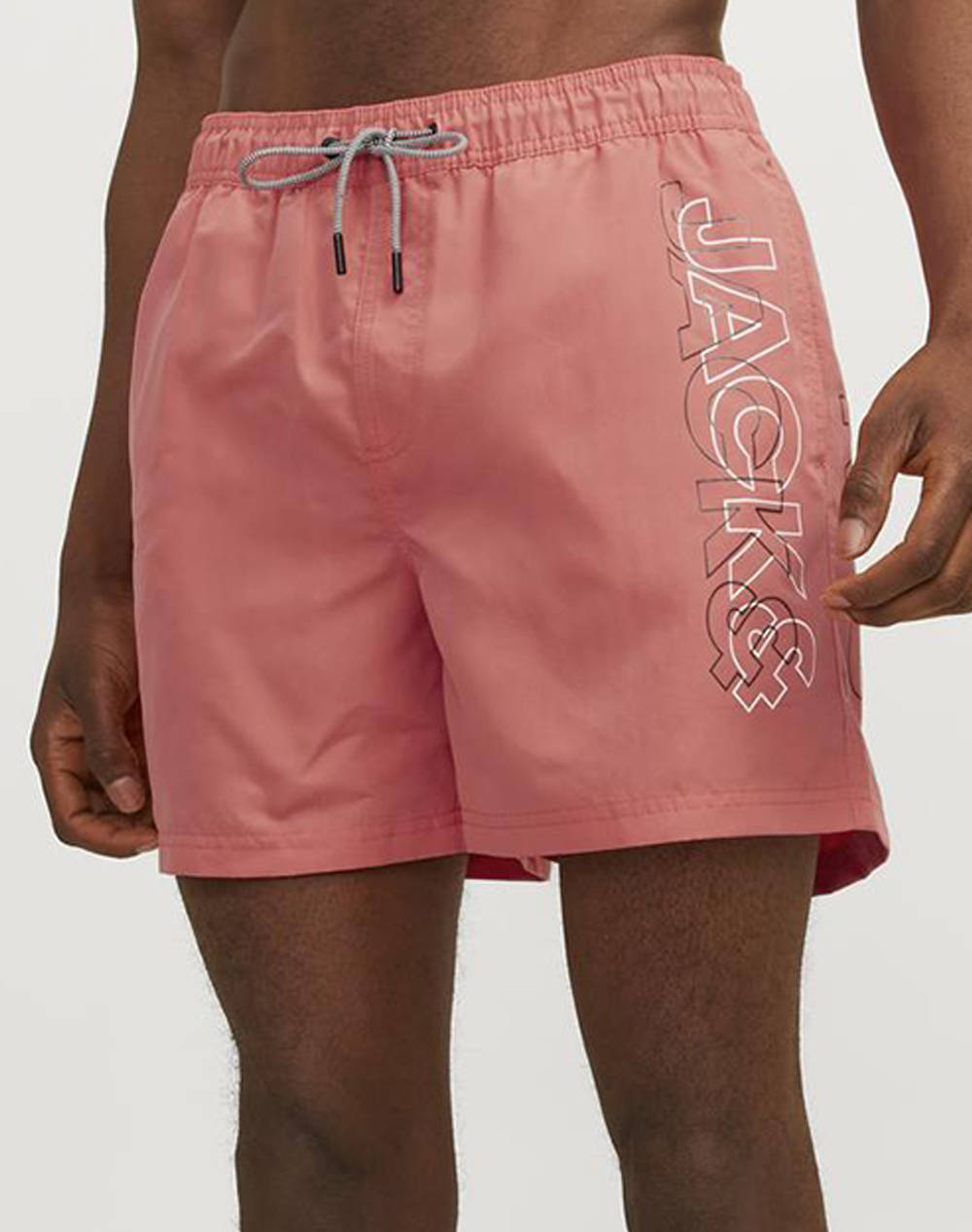 Jack&Jones Jpstfiji Jjswim Double Logo Sn Ly Men Clothes Swimwear Shorts Coral Synthetic 12253118 Hot Coral Male Shorts