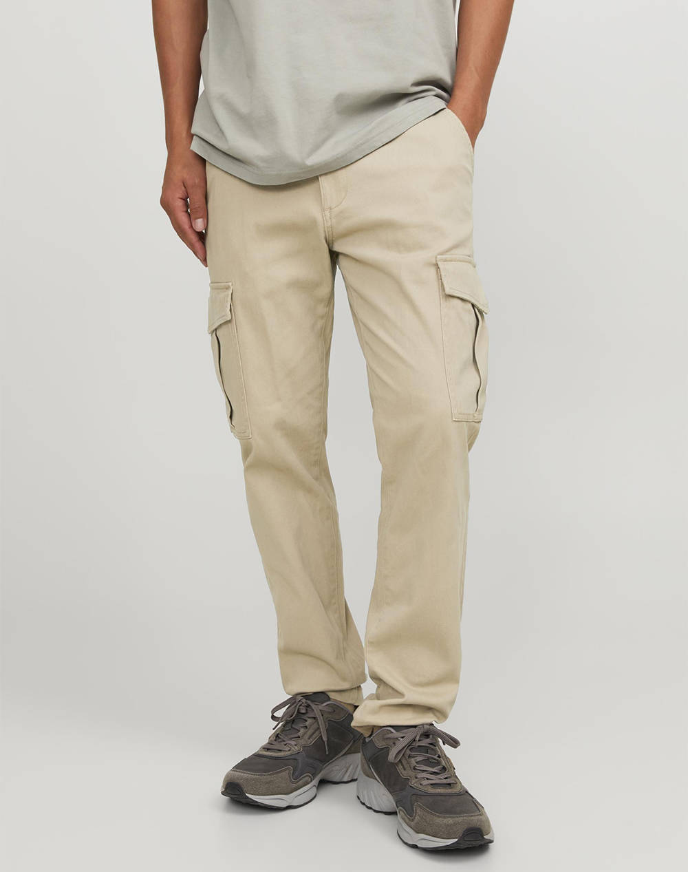 Jack&Jones Jpstmarco Jjjoe Cargo Men Clothes Trousers Cargo Biege Cotton,Elastic 12182538 Crockery Male Cargo Biege