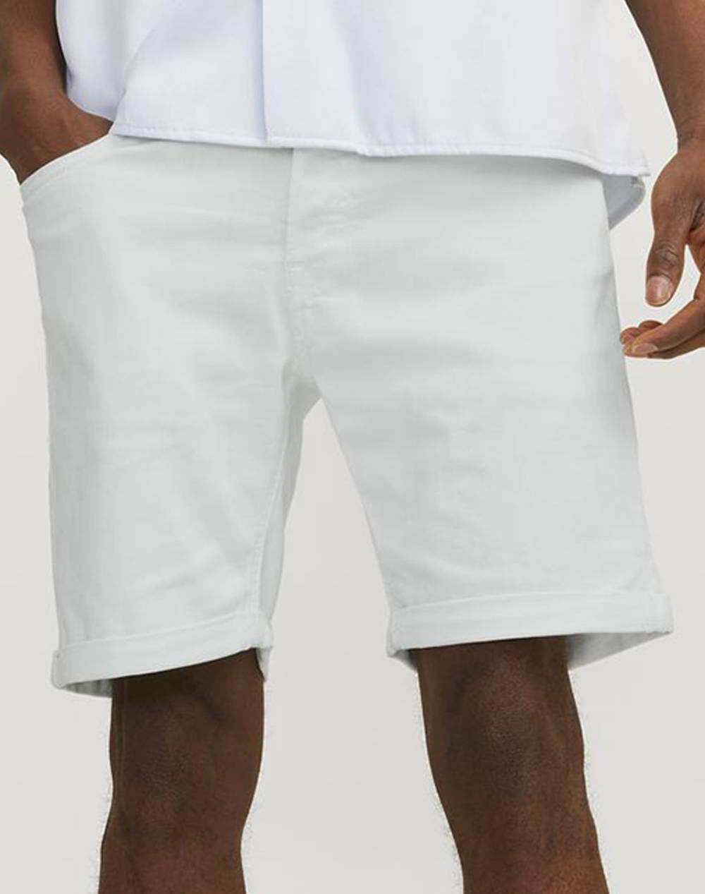 Jack&Jones Jjirick Jjoriginal Shorts Am 215 Men Clothes Shorts/Bermudas Jean White Cotton,Elastic,Synthetic 12256767 White Denim Male Jean