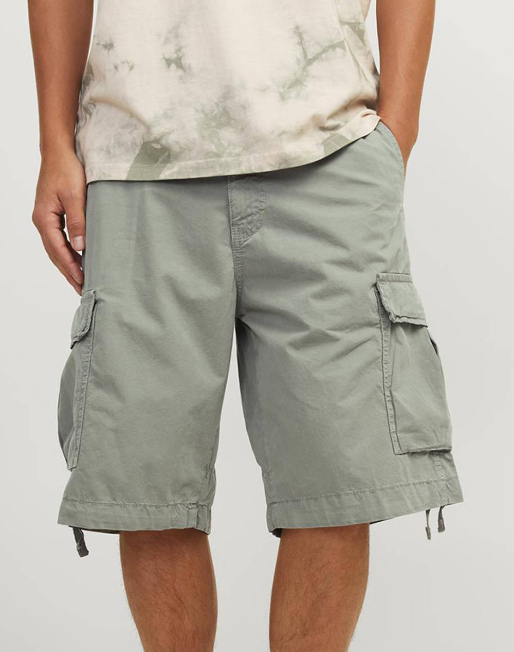 Jack&Jones Jpstcole Jjtucker Cargo Short Sn Men Clothes Shorts/Bermudas Cargo Khaki Cotton 12253122 Agave Green Male Cargo Khaki
