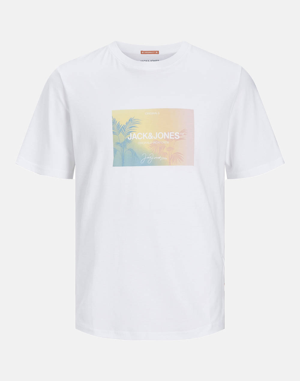 Jack&Jones Joraruba Sunset Branding Tee Ss C.N Men Clothes T Shirts & Sweatshirts T Shirts White Cotton 12255363 Bright White Male T-Shirts