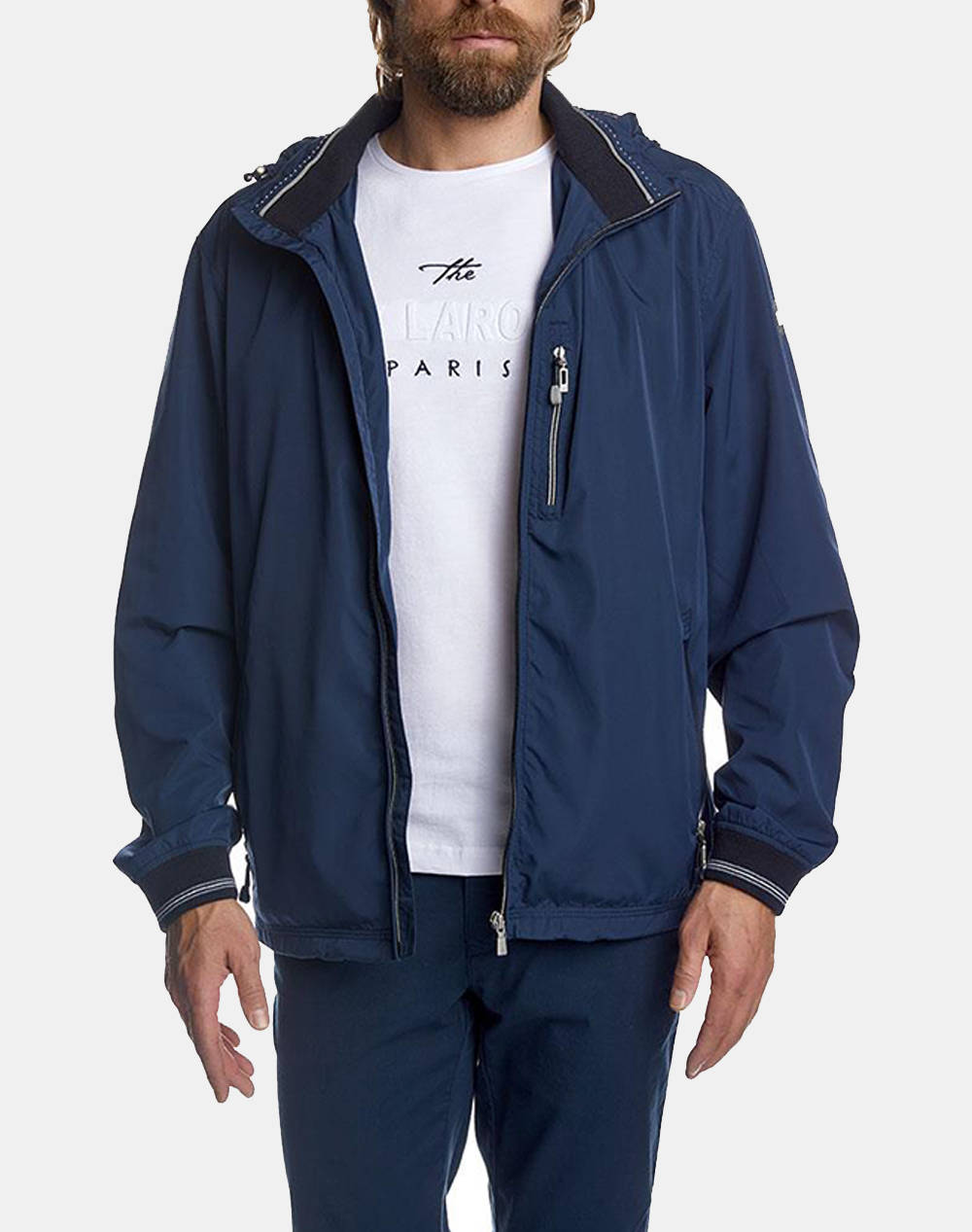 Guy Laroche 2114424 Short Jacket With Hood Men Clothes Outerwear Jackets Blue Synthetic Gl2114424 1 Male Jackets Blue