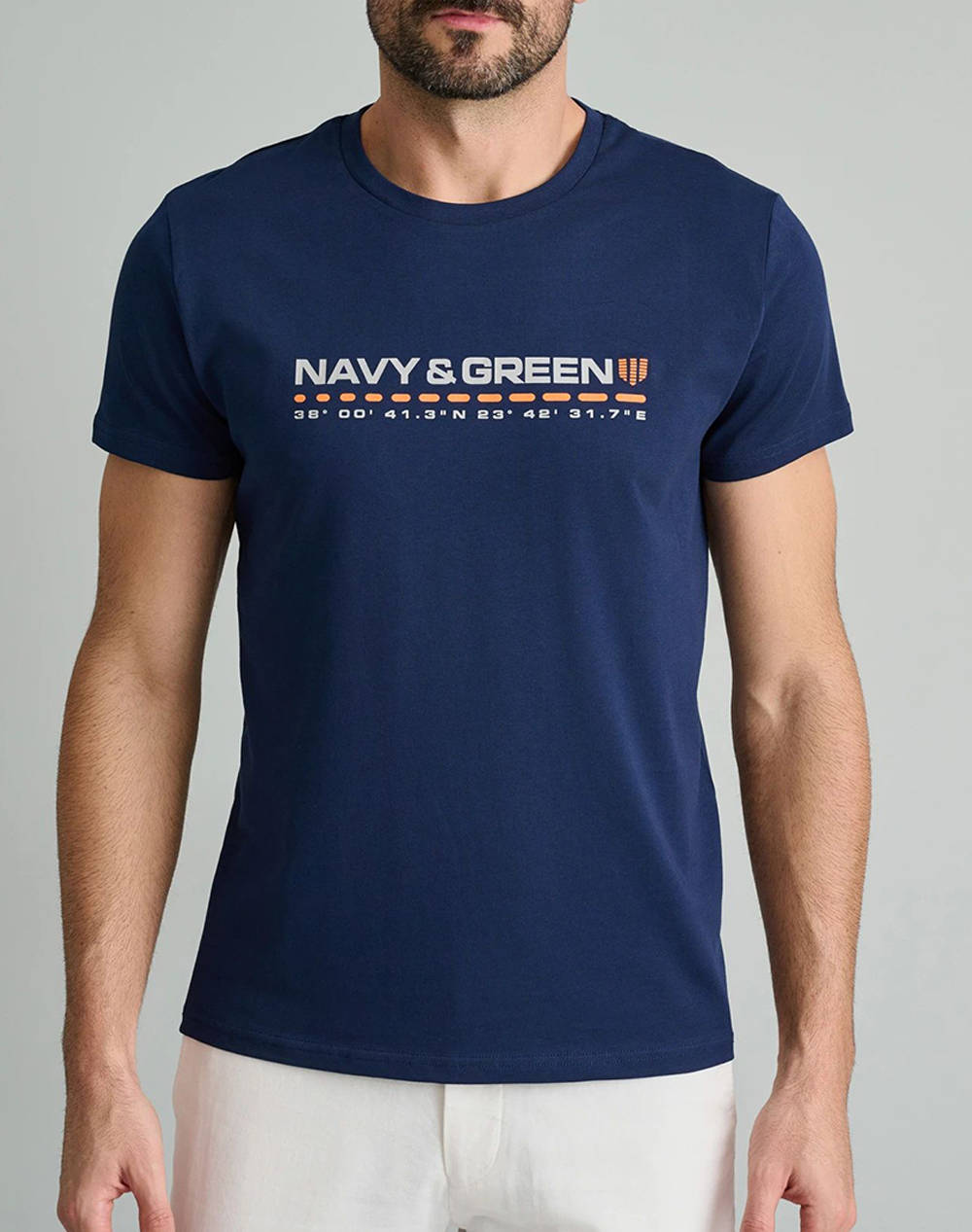 Navy&Green T Shirts T Shirts Men Clothes T Shirts & Sweatshirts T Shirts Navyblue Cotton,Elastic 24Tu.320/3P Md Blue Male T-Shirts Blue