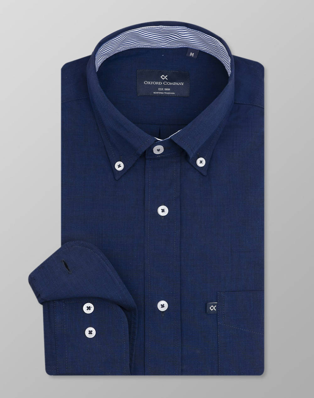 Oxford Company Button Down Shirt Men Clothes Shirts Darkblue Cotton W110 Bq10.05B 05B Male Shirts Blue