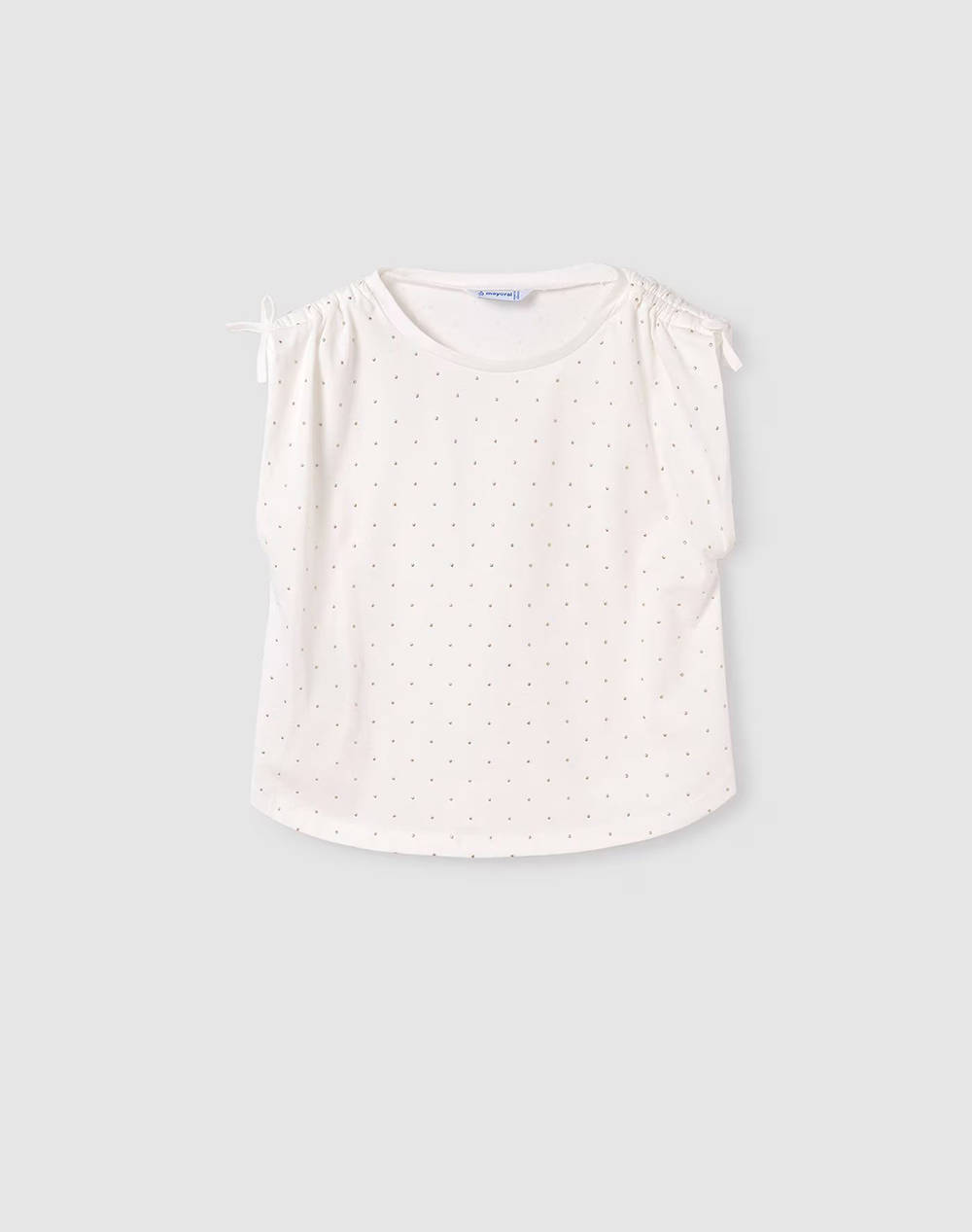 Mayoral Polka Dot Strappy Top Kids Girl Clothes Shirts Ecru Cotton 6020 19 Female Shirts