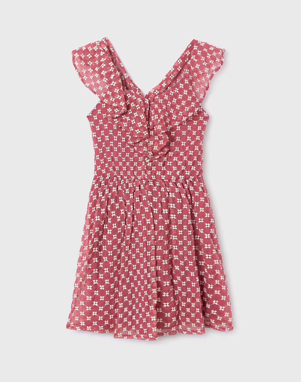 Mayoral Dress Embossed Embroidery Kids Girl Clothes Dresses Deeppink Cotton,Synthetic 6960 50 Female Dresses