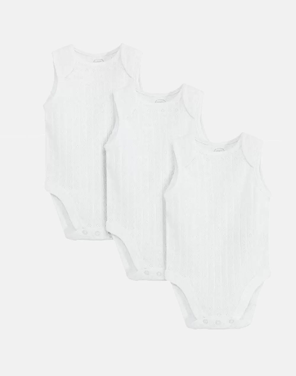 Cool Club Girls 3 Piece Sleeveless Bodysuit Kids Girl Clothes Baby White Cotton Cug2702203 00 P White Female Baby