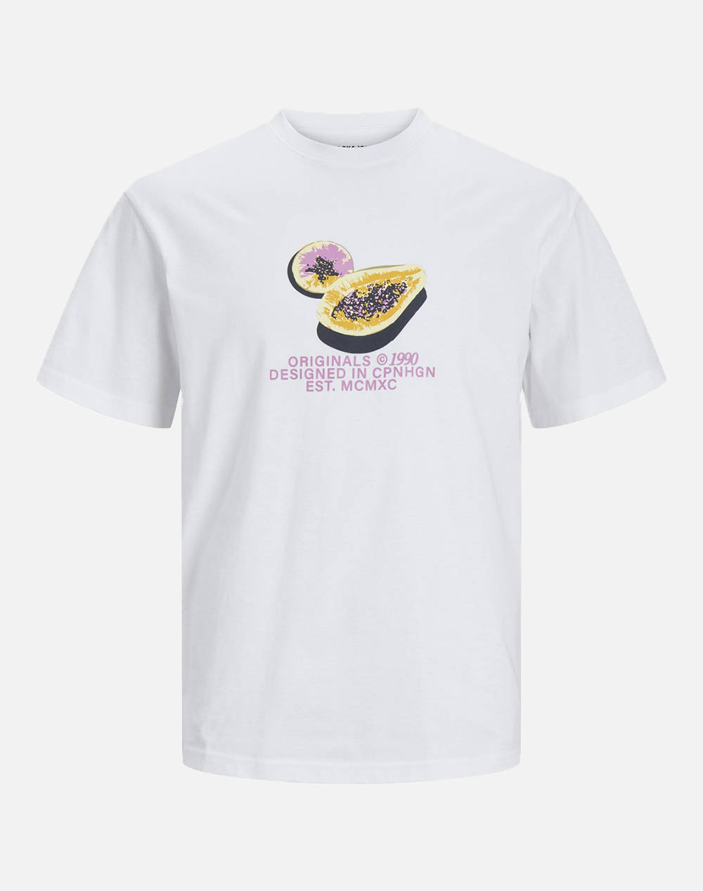 Jack&Jones Jortampa Aop Branding Tee Ss Crew Jnr Kids Boy Clothes T Shirts White Cotton 12254031 Bright White Male T-Shirts
