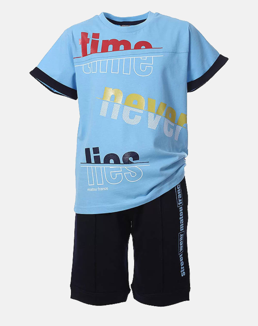 Matou Bermuda Set For Kids Boys Kids Boy Clothes Sets Lightblue Cotton 1S23 Mfa1250 Lt.Blue Male Sets Blue