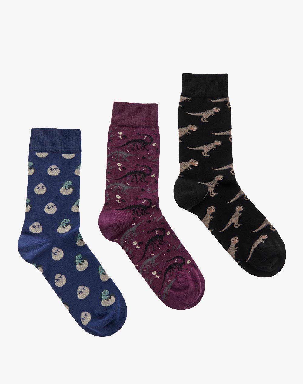 Walk Unisex Dinos Cotton Socks 3 Pack Men Accessories Socks Multi Cotton,Elastic,Synthetic Bs 7 Multi Male Socks