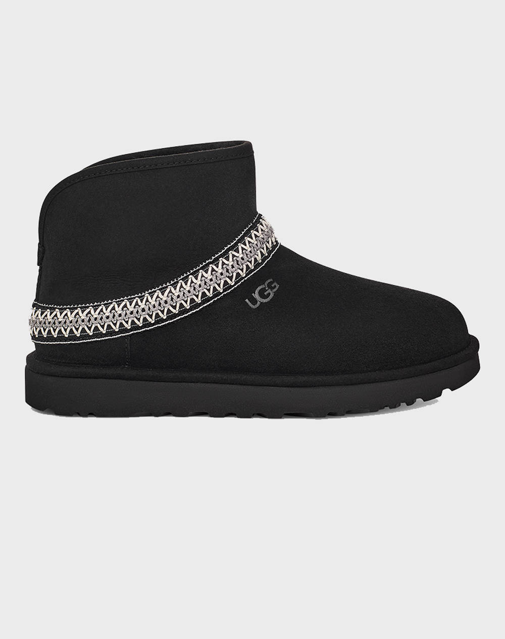 Ugg 1158262 Classic Mini Crescent Χαμηλη Μποτα Ugg Γυναικα Παπουτσια Μποτες/Μποτακια Black Δερμασουετ 1158262 0071