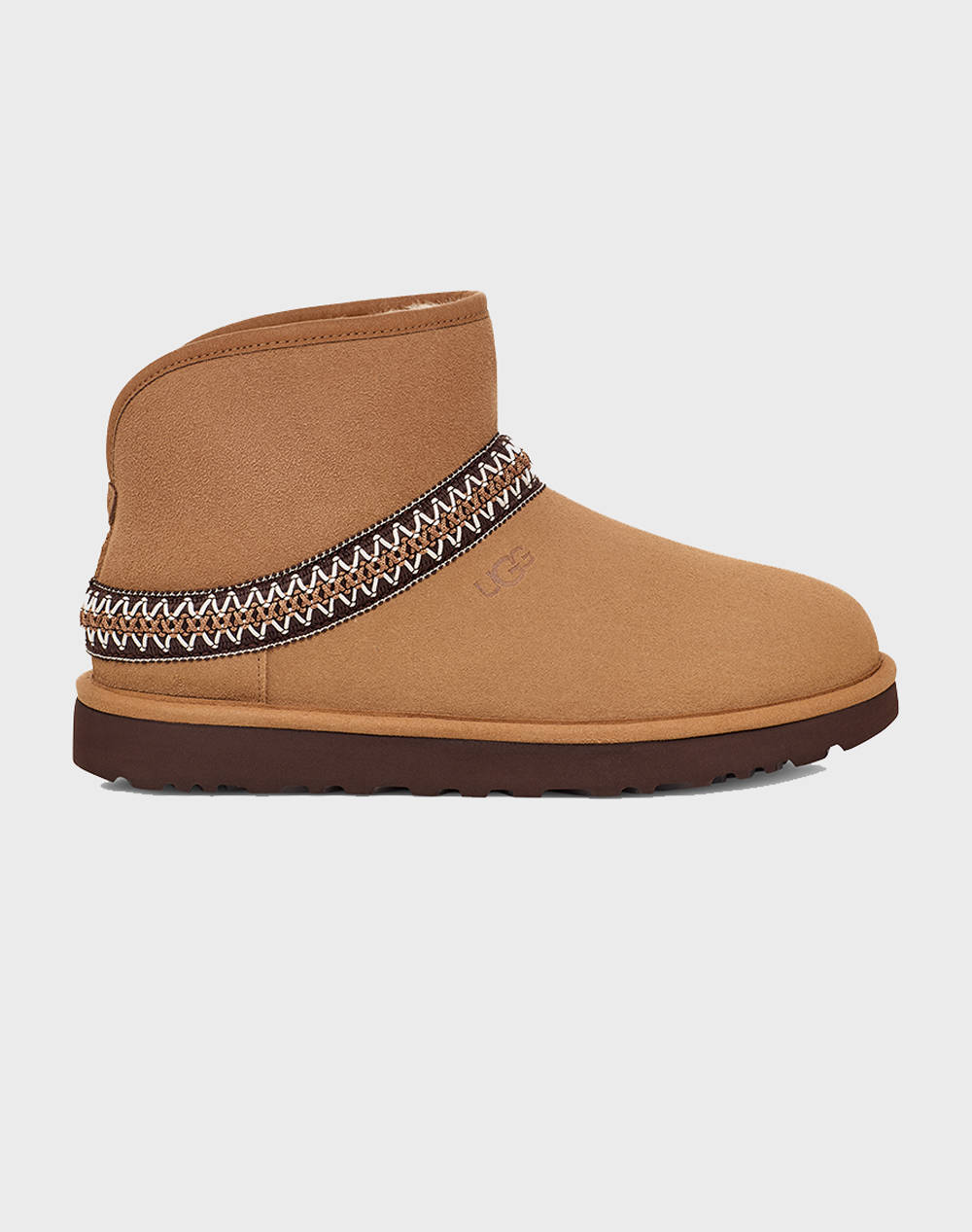 Ugg 1158262 Classic Mini Crescent Χαμηλη Μποτα Ugg Γυναικα Παπουτσια Μποτες/Μποτακια Tan Δερμασουετ 1158262 00Kd