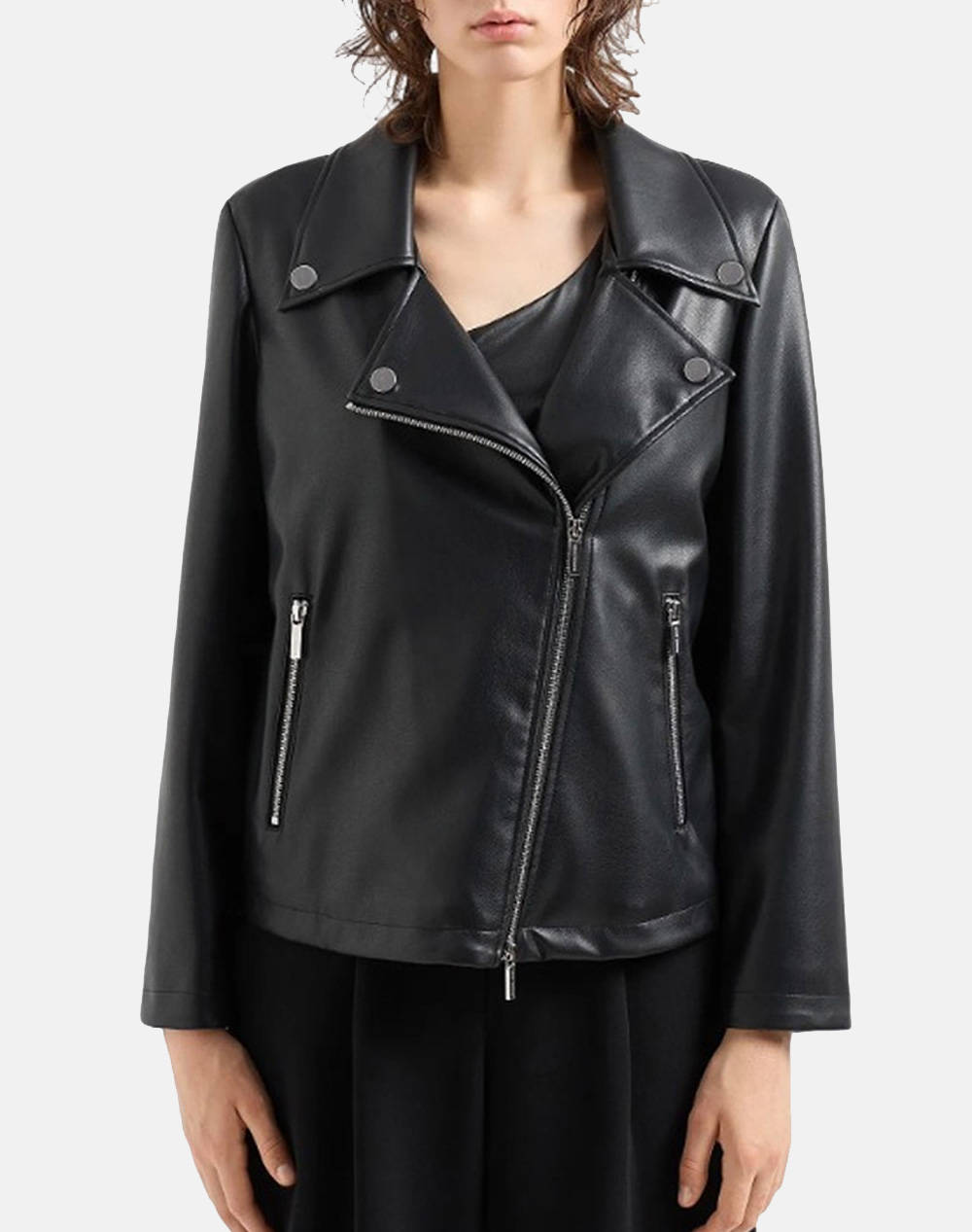 Armani Exchange Blouson Jacket Women Clothes Outerwear Outerwear Jackets Black Imitation Leather,Synthetic Xw000004Af10203 Uc001 Female Jackets Black