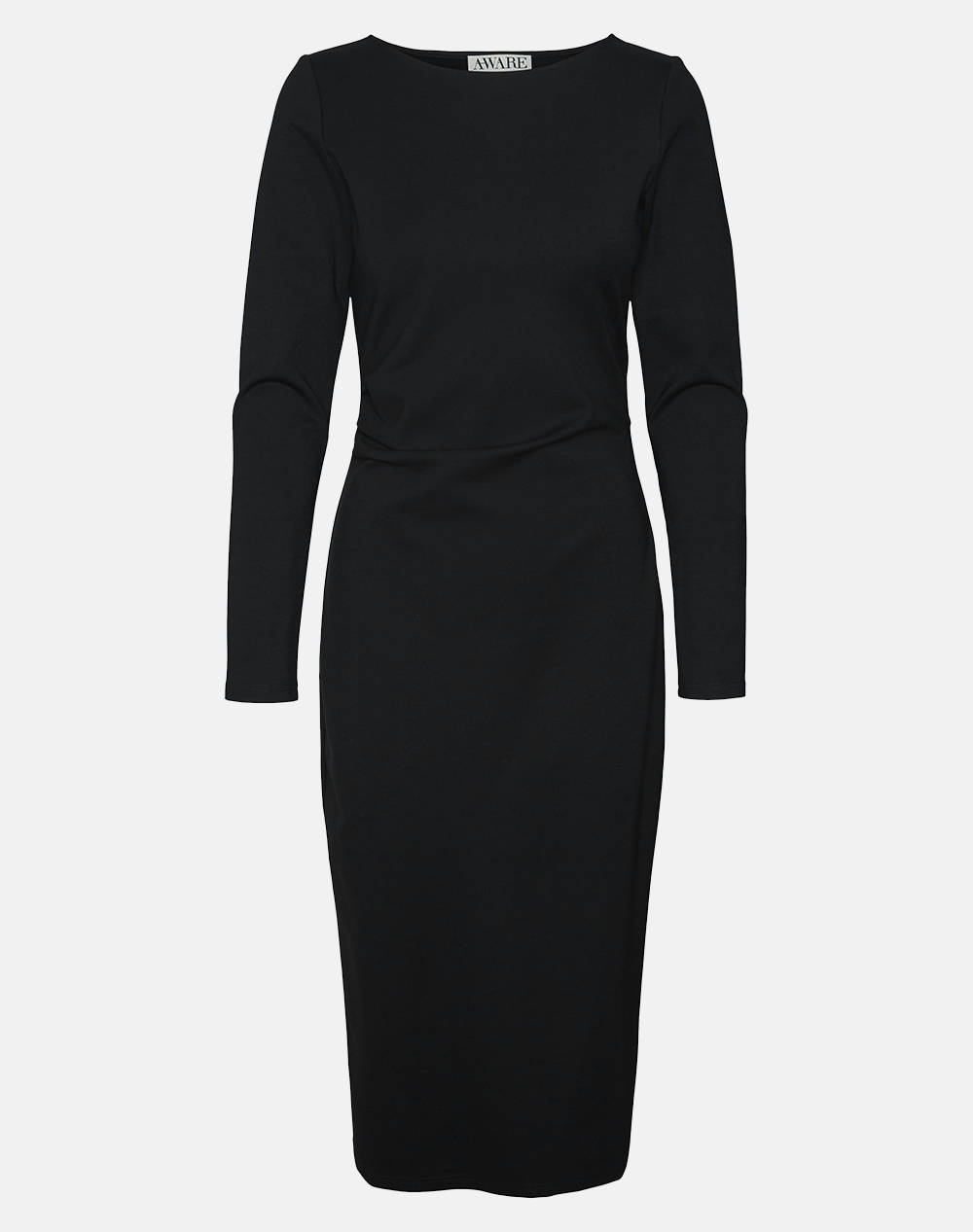 Aware By Vero Moda Vmhirse Ls Boatneck Calf Dress Vma Women Clothes Dresses Black Viscose,Elastic,Synthetic 10319350 Black Female Dresses Black