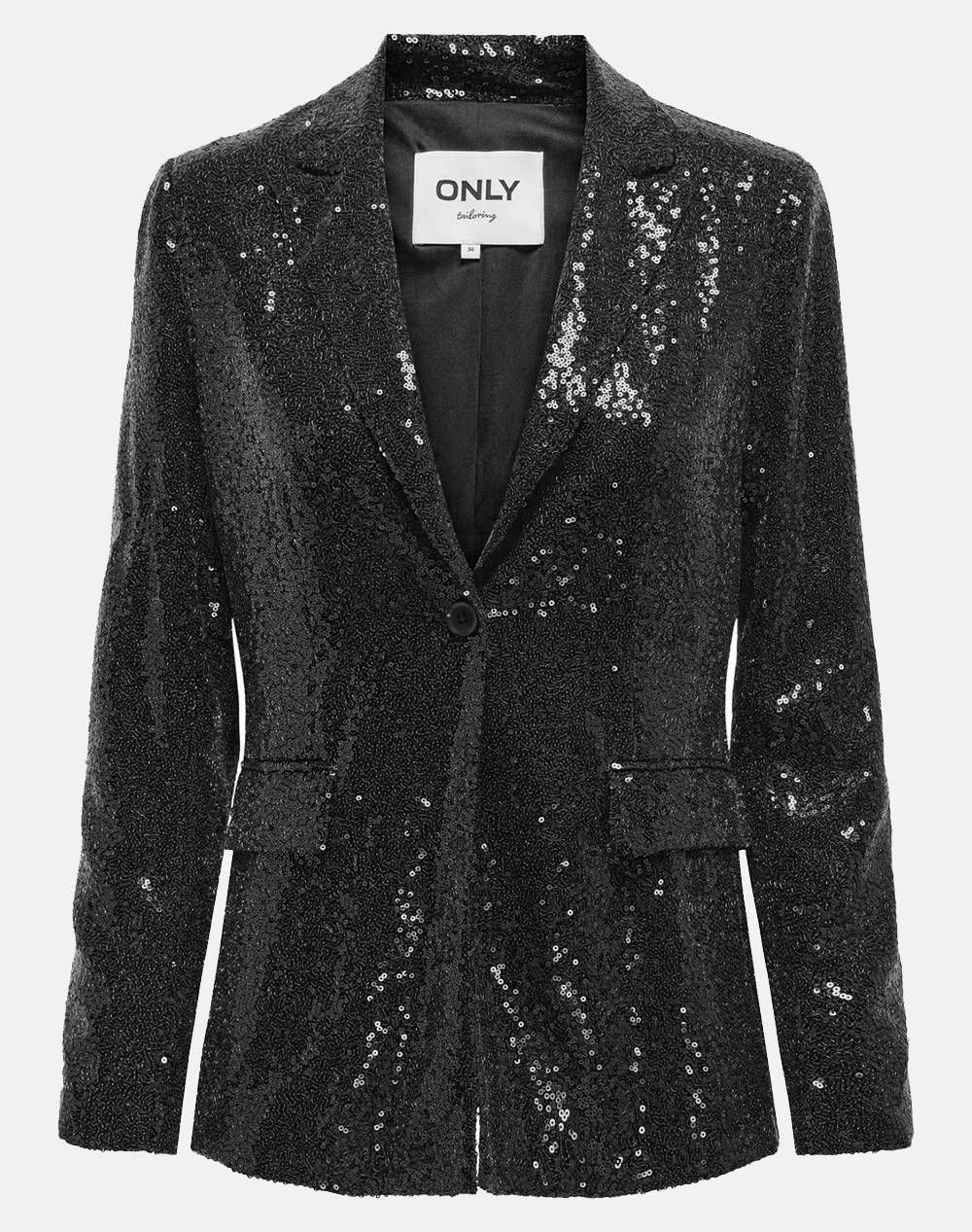 Only Onlpinko Steo Life L/S Sequin Blazer Tlr Women Clothes Outerwear Blazers Black Elastic,Synthetic 15331743 Black Female Blazers Black