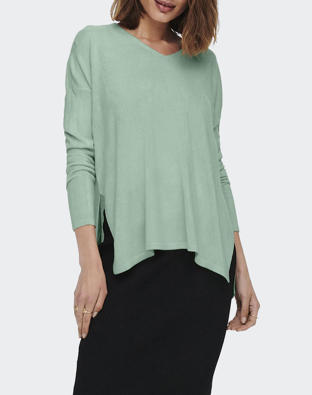 Only Onlamalia V Neck Women Clothes Tops Tops/Bodies Lightgreen Synthetic 15219642 Subtle Green Female Tops/Bodies Green