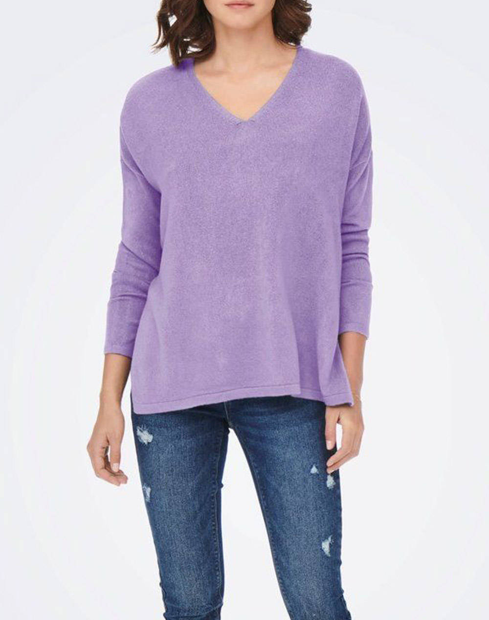 Only Onlamalia V Neck Women Clothes Tops Tops/Bodies Lilac Synthetic 15219642 Purple Rose Female Tops/Bodies