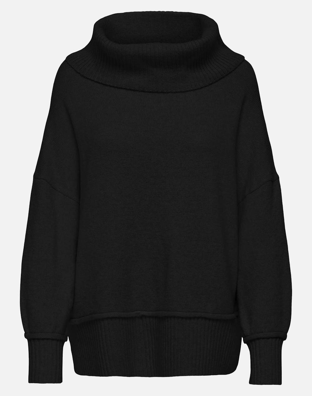 Only Onlhazel Ls Cowlneck Bf Knt Women Clothes Tops Knits Black Wool,Elastic,Synthetic 15306541 Black Female Knits Black