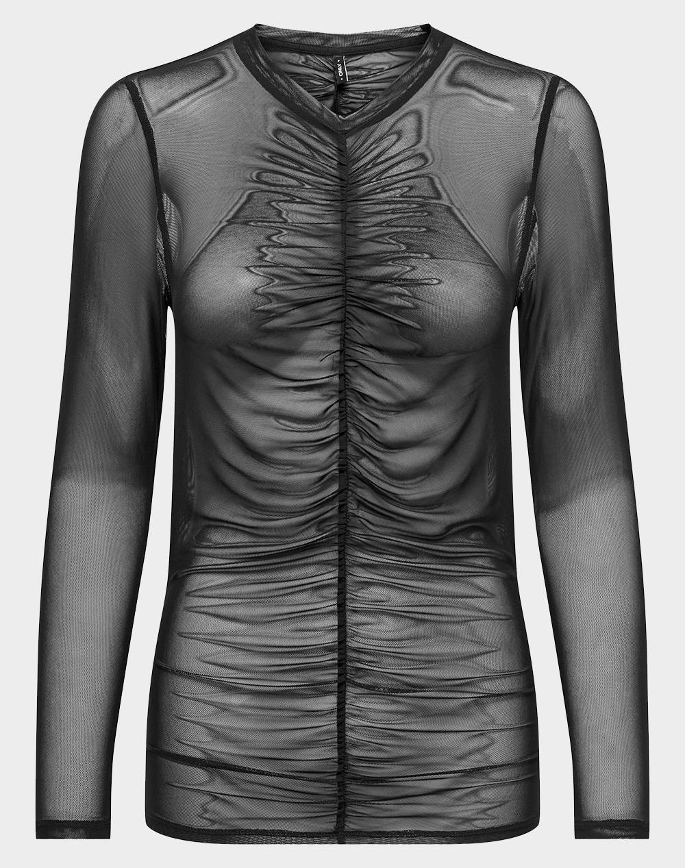 Only Onlparis L/S Ruching Top Box Jrs Women Clothes Tops Tops/Bodies Black Elastic,Synthetic 15331584 Black Female Tops/Bodies Black