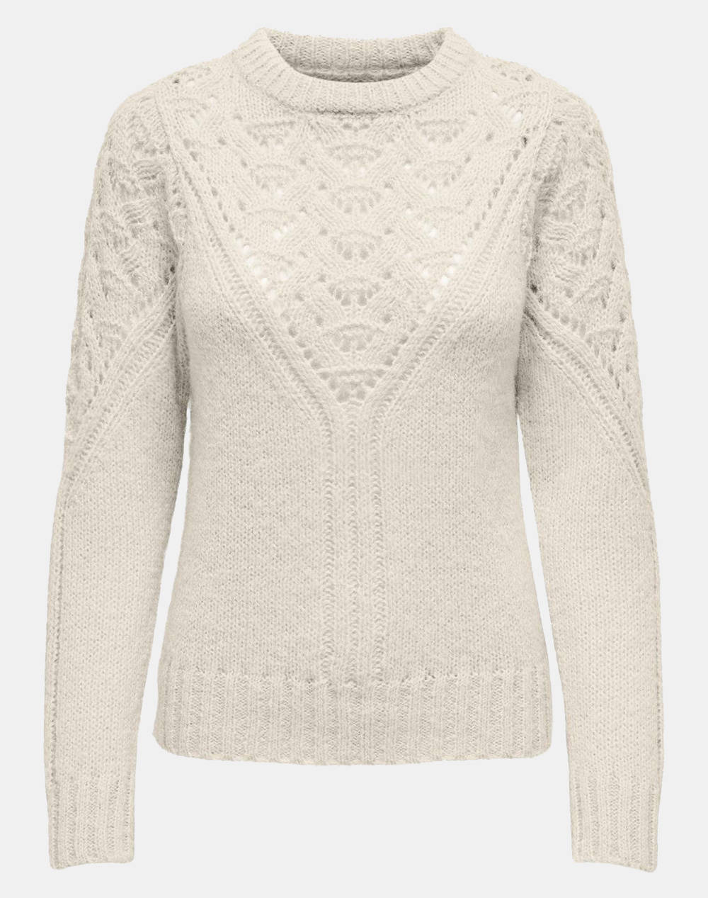 Only Onlalpina L/S Life O Neck Cc Knt Women Clothes Tops Knits Biege Synthetic 15324132 Birch Female Knits Biege