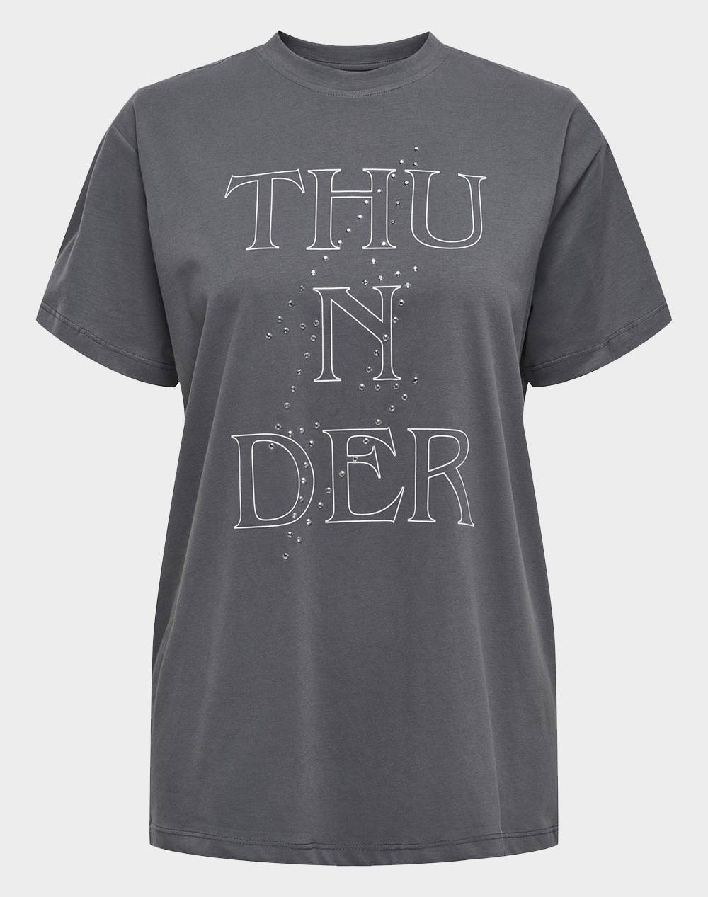 Only Onldolla Life S/S Studs Top Box Jrs Women Clothes Tops T Shirts Gray Cotton 15329971 Magnetthunder Female T-Shirts