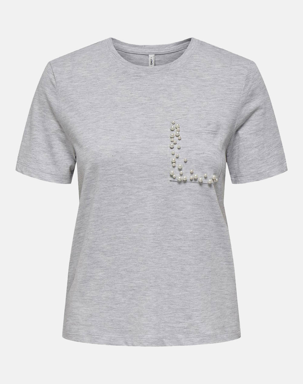 Only Onlmelody Life S/S Pocket Top Box Jrs Women Clothes Tops T Shirts Lightgray Cotton 15337125 Light Grey Melange Female T-Shirts