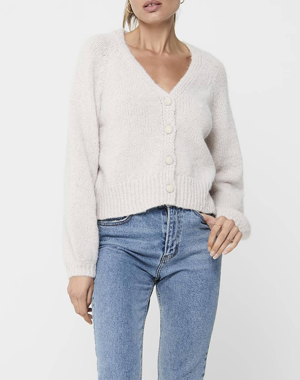 Only Onlalyssa L/S Life Cardigan Knt Women Clothes Tops Knits Ecru Synthetic 15210790 Pumice Stone Female Knits