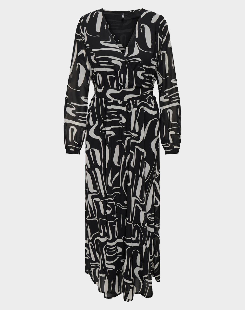 Only Onlstar Life L/S Cara Long Dress Ptm Women Clothes Dresses Black Synthetic 15335348 Blackeroded Geo Female Dresses Black