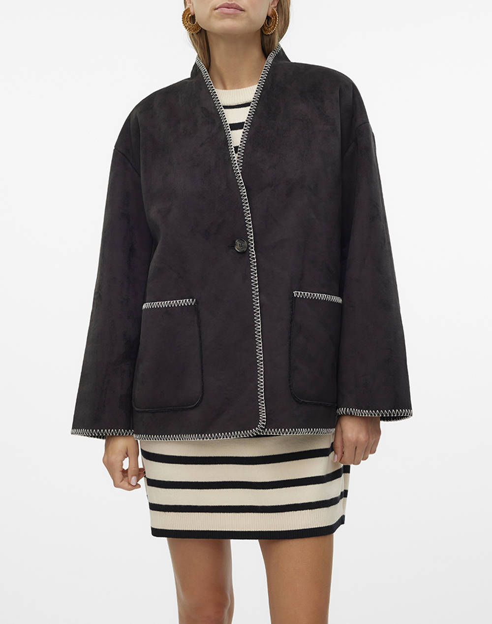 Vero Moda Vmliva Jacket Women Clothes Outerwear Outerwear Jackets Black Synthetic 10316543 Black Female Jackets Black