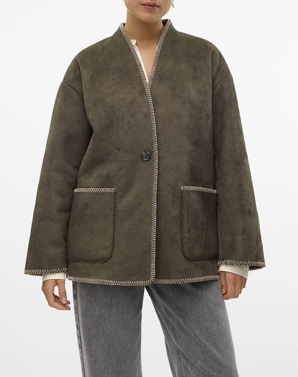 Vero Moda Vmliva Jacket Women Clothes Outerwear Outerwear Jackets Darkbrown Synthetic 10316543 Peat Female Jackets Brown