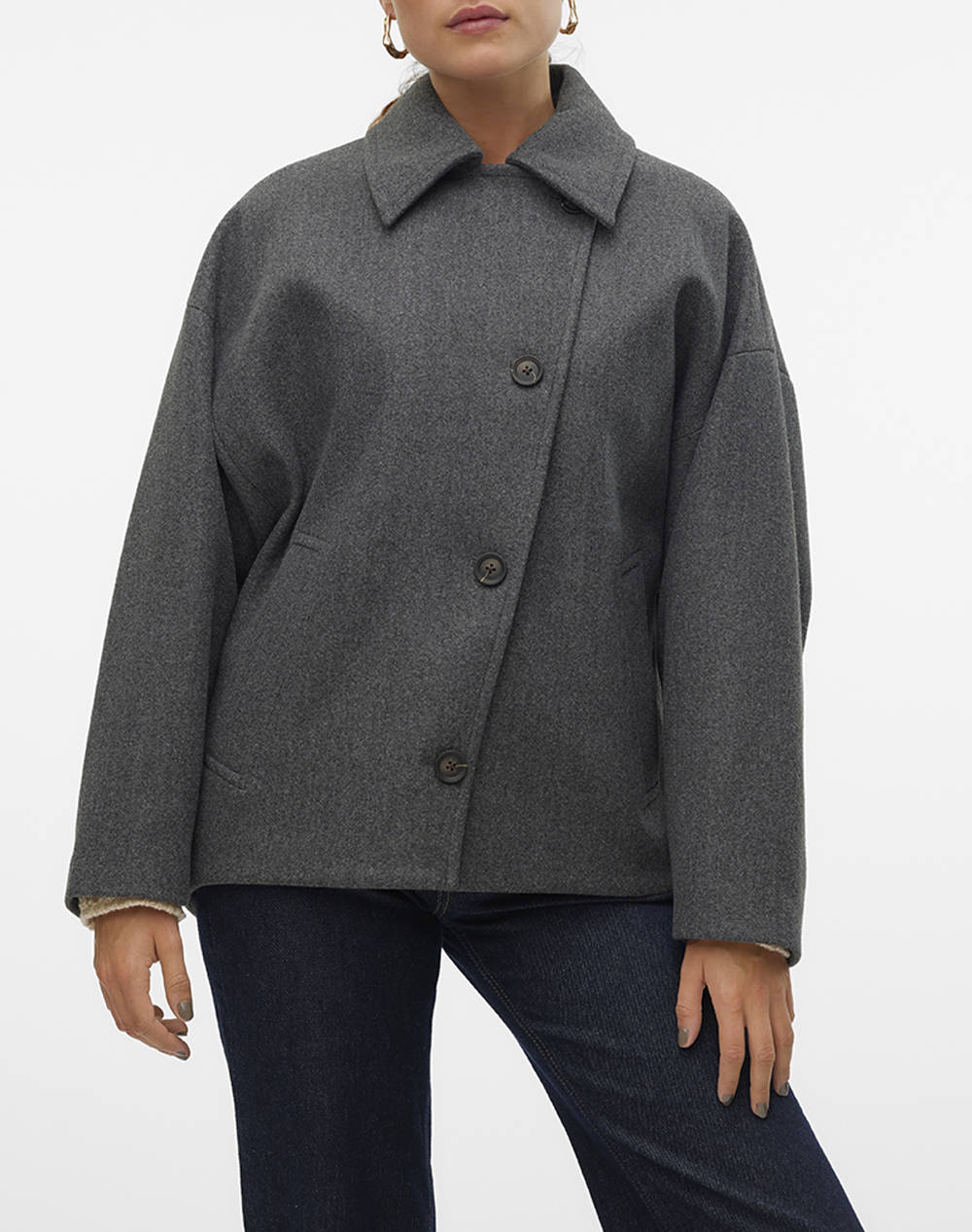 Vero Moda Vmpopsilla Jacket Ga Boo Women Clothes Outerwear Outerwear Jackets Darkgray Synthetic 10319143 Dark Grey Melange Female Jackets