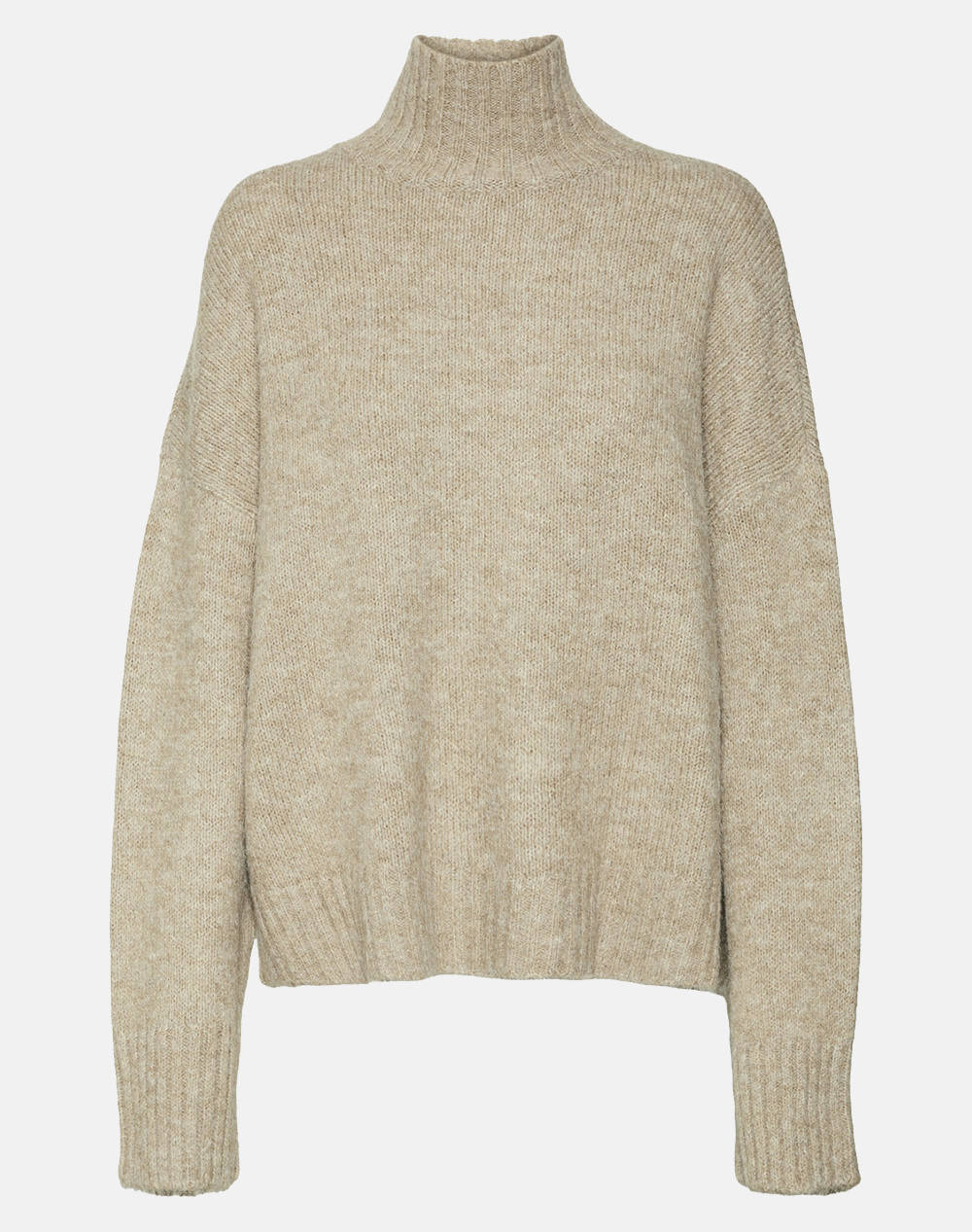 Vero Moda Vmmaddie Ls Highneck Pullover Ga Women Clothes Tops Knits Biege Wool,Elastic,Synthetic 10314289 Silver Mink Female Knits Biege