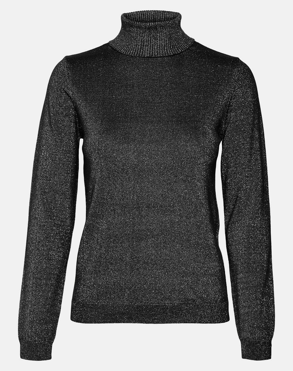 Vero Moda Vmhappyshine Ls Rollneck Pullover Boo Women Clothes Tops Knits Black Viscose,Synthetic 10317985 Black Female Knits Black
