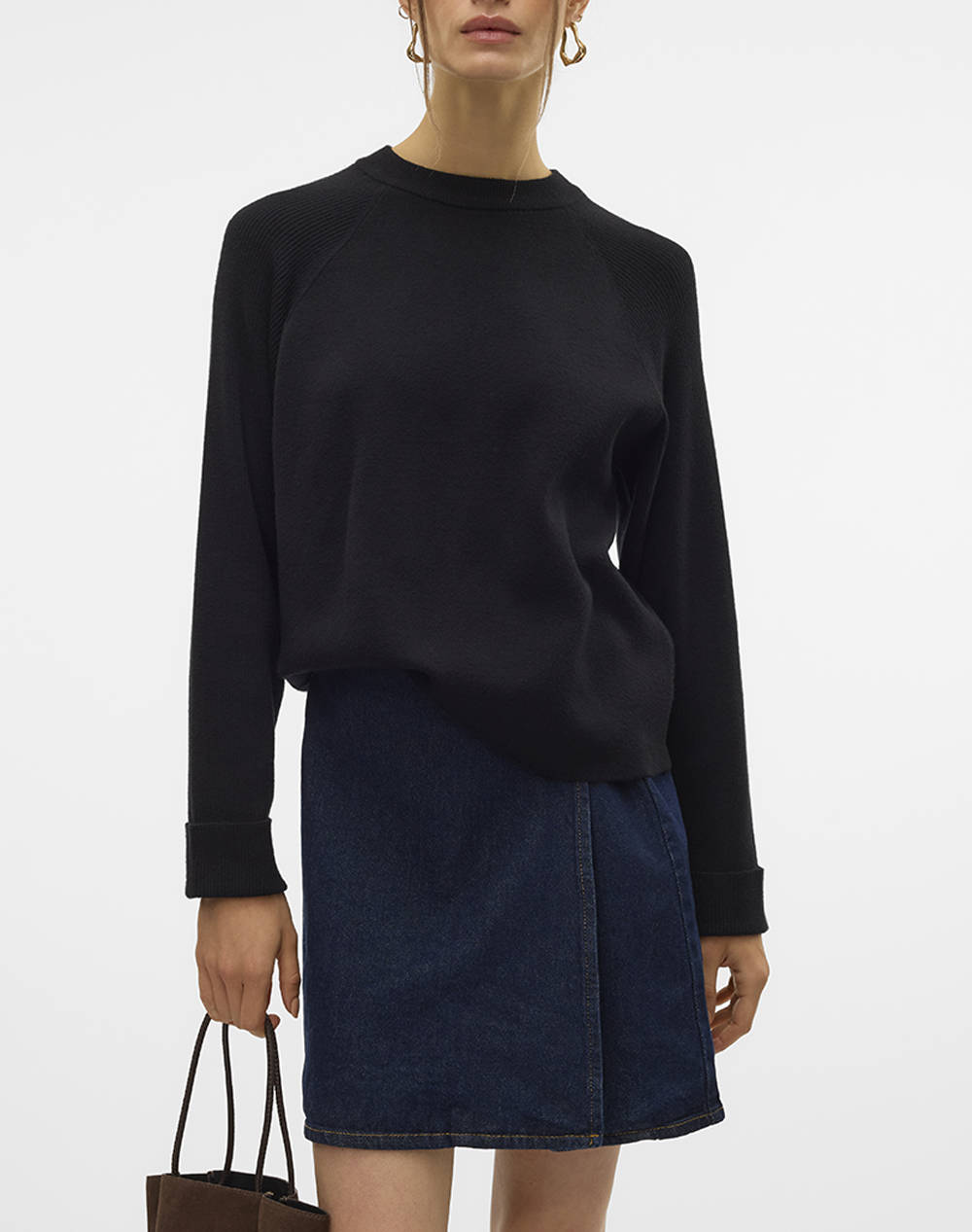 Vero Moda Vmgold Mix Ls O Neck Pullover Ga Women Clothes Tops Knits Black Viscose,Synthetic 10315516 Black Female Knits Black