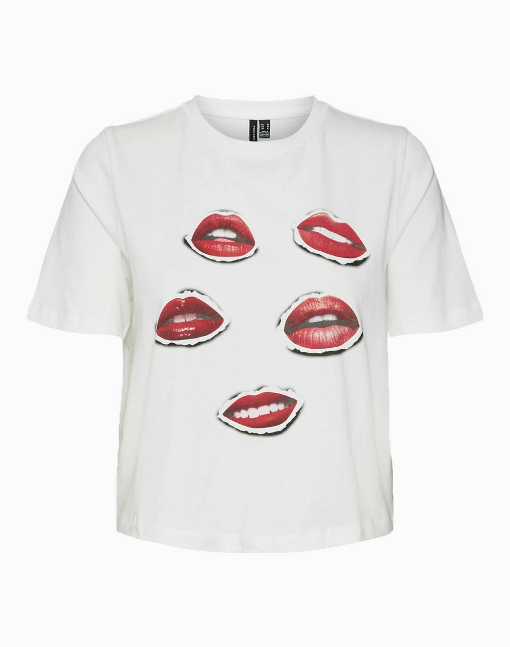 Vero Moda Vmelena Ss Top Box Jrs Vip Women Clothes Tops T Shirts Offwhite Cotton 10326789 Snow Whitered Lips Female T-Shirts