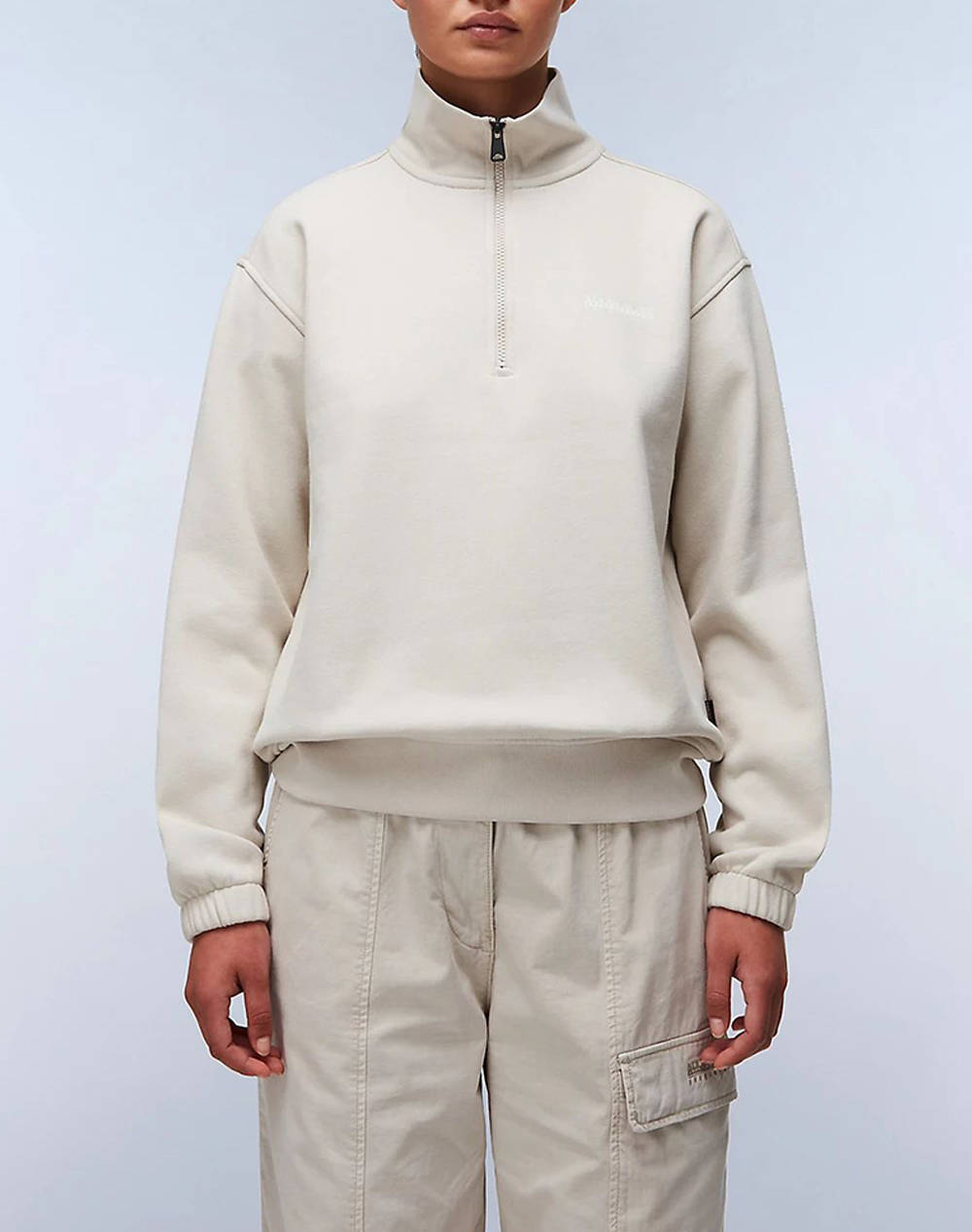 Napapijri B Bise Hz W Women Clothes Tops Sweatshirts Biege Cotton,Synthetic Np0A4Hyv Npn90 Female Sweatshirts Biege
