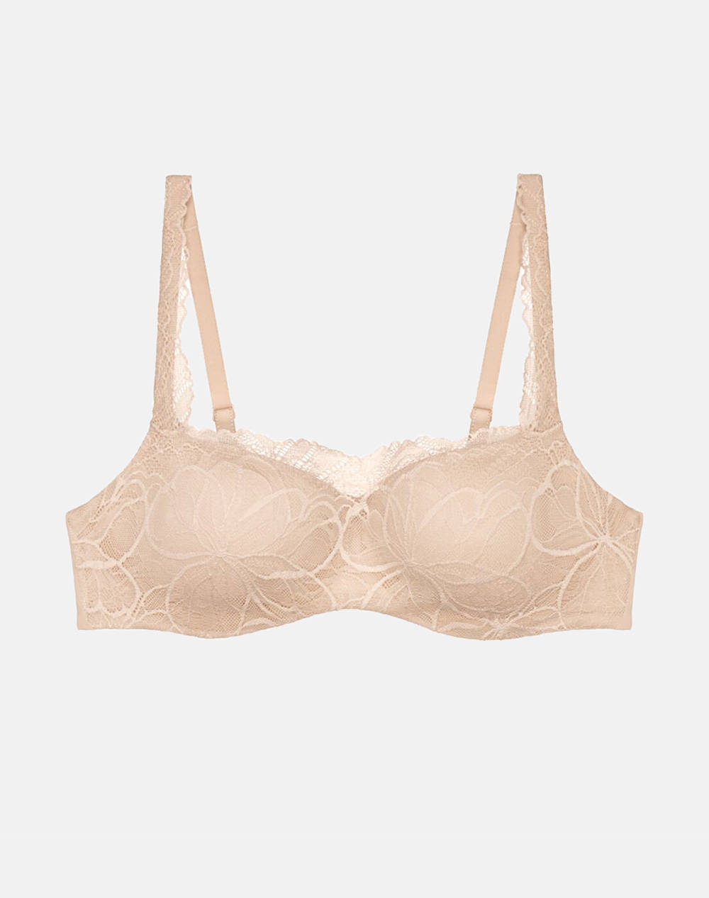 Triumph Body Make Up Illusion Lace Balconette Women Underwear Bras Biege Elastic,Synthetic 10219845 00Nz Female Bras Biege