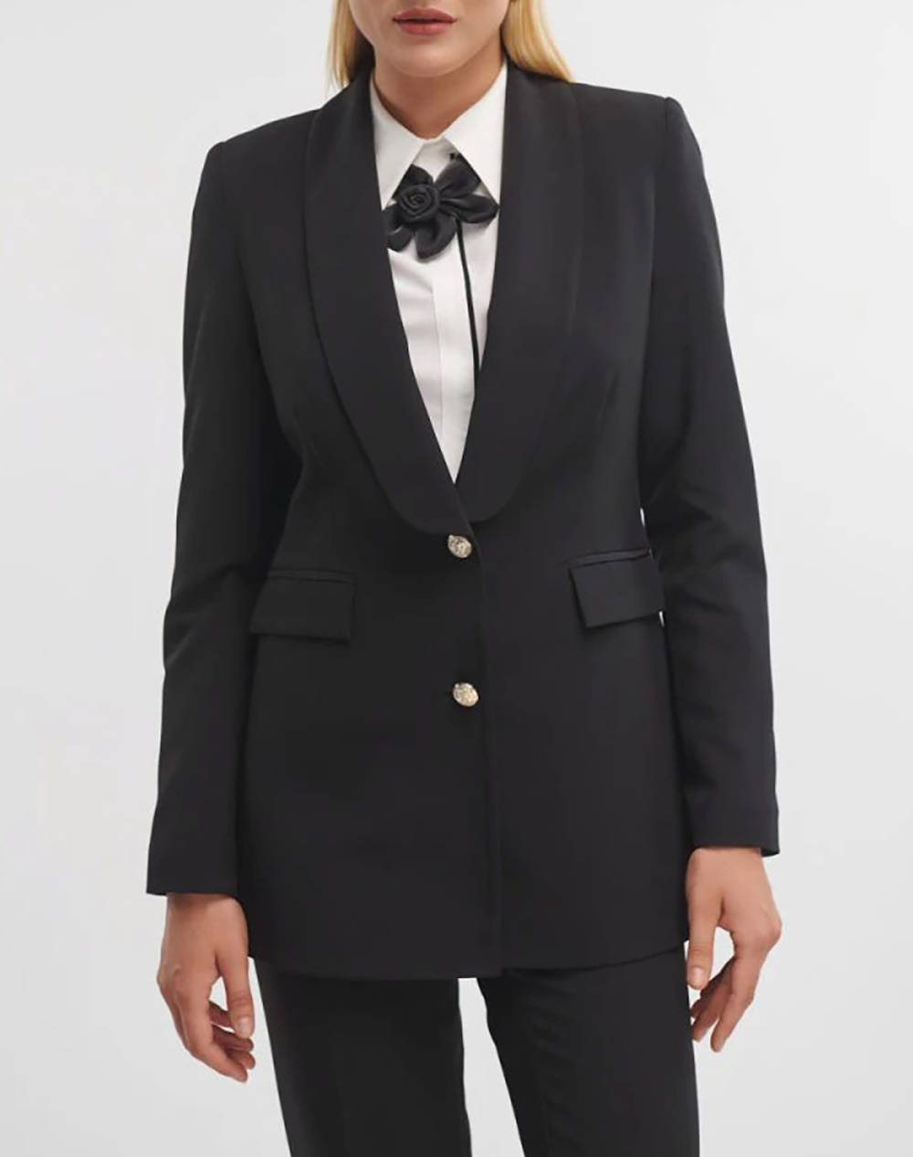 Fibes Jacket Women Clothes Outerwear Blazers Black Elastic,Synthetic 01 5825 Black Female Blazers Black