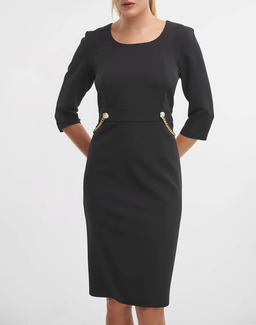 Fibes Dress Women Clothes Dresses Black Elastic,Synthetic 05 5421 Black Female Dresses Black