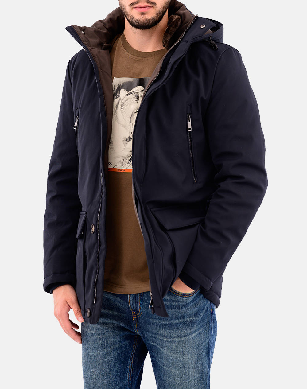 Adimari John Black Jacket Men Clothes Outerwear Jackets Navyblue Synthetic 24W.Se.031.09 Navy Blue Male Jackets Blue